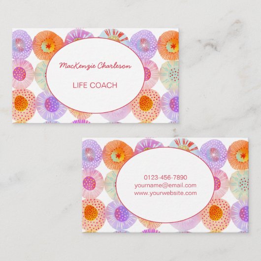 モダン抽象芸術幾何学水色の円ブシン 名刺 (正面/裏面)