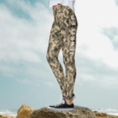 モダン抽象芸術幾何学白黒ベージュパターン レギンス