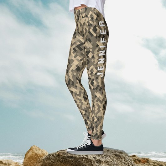 モダン抽象芸術幾何学白黒ベージュパターン レギンス