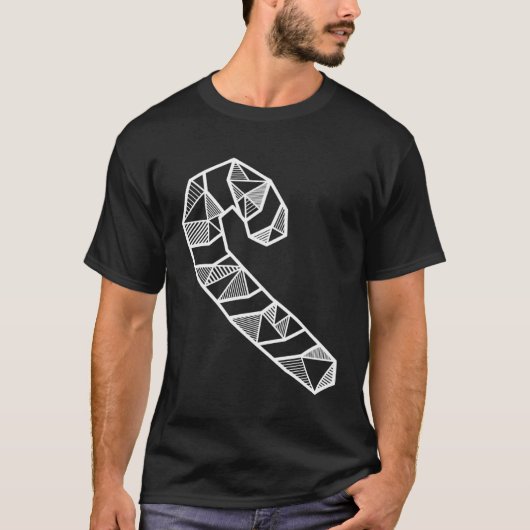 モダン抽象芸術幾何学的キャンディーケーンクリスマスあり Tシャツ (正面)