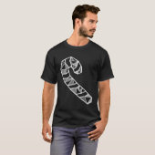 モダン抽象芸術幾何学的キャンディーケーンクリスマスあり Tシャツ (正面フル)