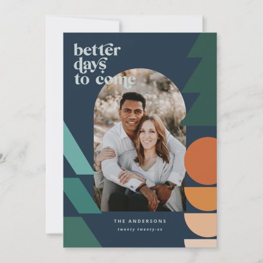 モダン抽象芸術幾何学的タイポグラフィ休日の写真 シーズンカード (正面)