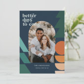 モダン抽象芸術幾何学的タイポグラフィ休日の写真 シーズンカード (スタンド正面)