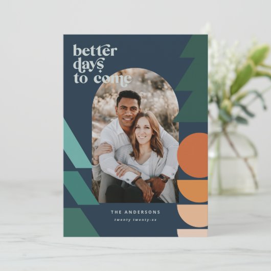 モダン抽象芸術幾何学的タイポグラフィ休日の写真 シーズンカード (スタンド正面)