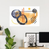 モダン抽象芸術幾何学的デザインシェイプ線3 ポスター (ホームオフィス)