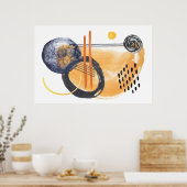 モダン抽象芸術幾何学的デザインシェイプ線3 ポスター (キッチン)