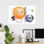 モダン抽象芸術幾何学的デザイン線 ポスター (ホームオフィス)