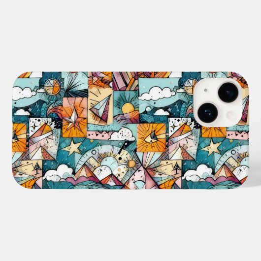 モダン抽象芸術幾何学的デジタルパターン43 Case-Mate iPhoneケース (裏面 (横))