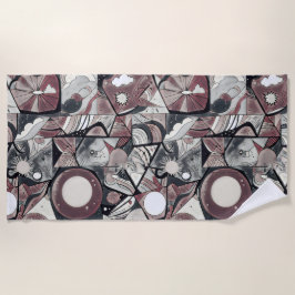 モダン抽象芸術幾何学的デジタルパターン46 ビーチタオル