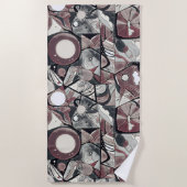 モダン抽象芸術幾何学的デジタルパターン46 ビーチタオル (正面)