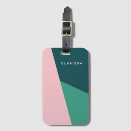 モダン抽象芸術幾何学的パステルピンク ラゲッジタグ
