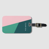 モダン抽象芸術幾何学的パステルピンク ラゲッジタグ (正面横)