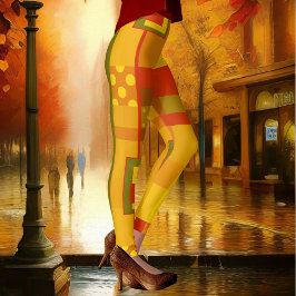 モダン抽象芸術幾何学的パターンデザイン レギンス