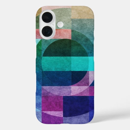 モダン抽象芸術幾何学青緑ピンクの円 Case-Mate iPhoneケース (裏面)