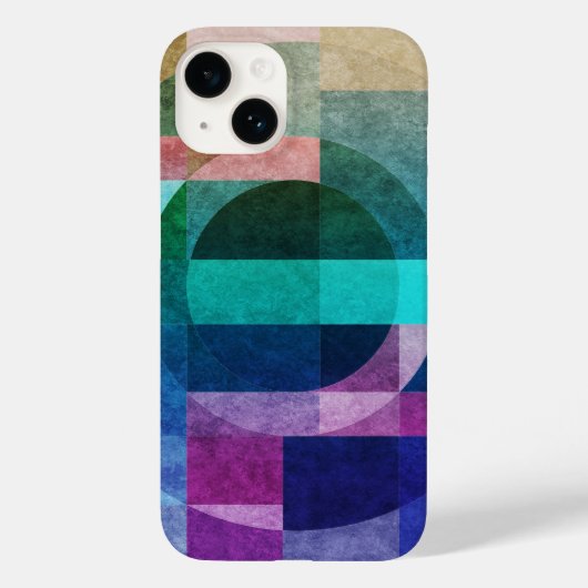 モダン抽象芸術幾何学青緑ピンクの円 Case-Mate iPhoneケース (裏面)