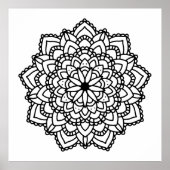 モダン抽象芸術幾何学黒曼荼羅 ポスター (正面)