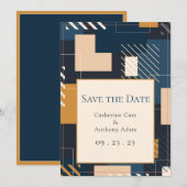 モダン抽象芸術幾何結婚の セーブザデート (正面/裏面)