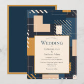 モダン抽象芸術幾何結婚の 招待状 (正面/裏面)