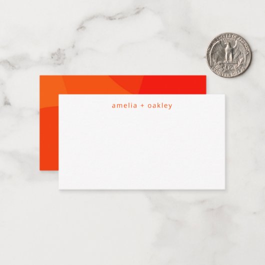 モダン抽象芸術形オレンジカスタム色ギフト囲い ノートカード (正面/裏面インサイチュ)