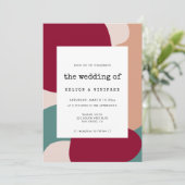 モダン抽象芸術形状結婚式招待状 セーブザデート (スタンド正面)