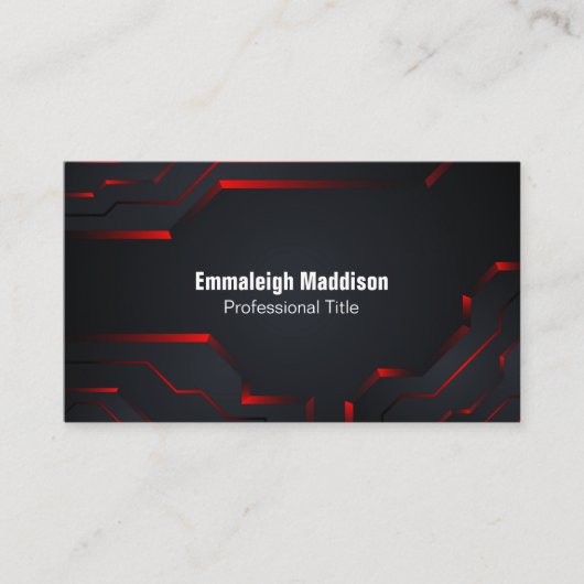 モダン抽象芸術技術デザイン |黒の赤 名刺 (正面)