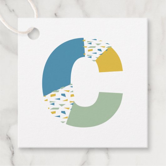 モダン抽象芸術文字Cモノグラムパーソナライズされた フェイバータグ (正面)