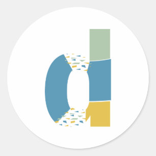 モダン抽象芸術文字Dモノグラムパーソナライズされた ラウンドシール