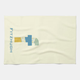 モダン抽象芸術文字Fモノグラムイニシャル キッチンタオル