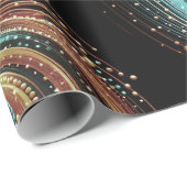 モダン抽象芸術旋回ドットブルージンジャーブラック ラッピングペーパー (ロールコーナー)