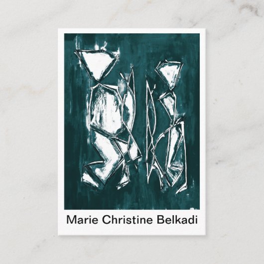 モダン抽象芸術暗いティール(緑がかった色)グレーのネットワ芸術的ーク 名刺 (正面)