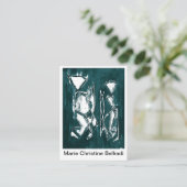 モダン抽象芸術暗いティール(緑がかった色)グレーのネットワ芸術的ーク 名刺 (スタンド正面)