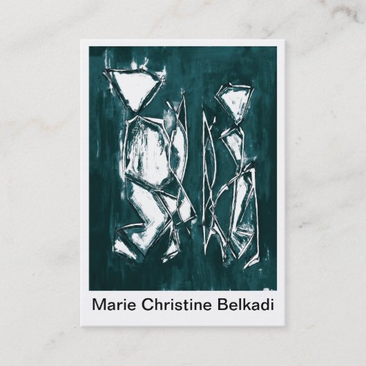 モダン抽象芸術暗いティール（緑がかった色）グレーのネットワ芸術的ーク 名刺 (正面)