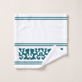 モダン抽象芸術暗黒ティール(緑がかった色)形状芸術 バスタオルセット (ウォッシュタオル)