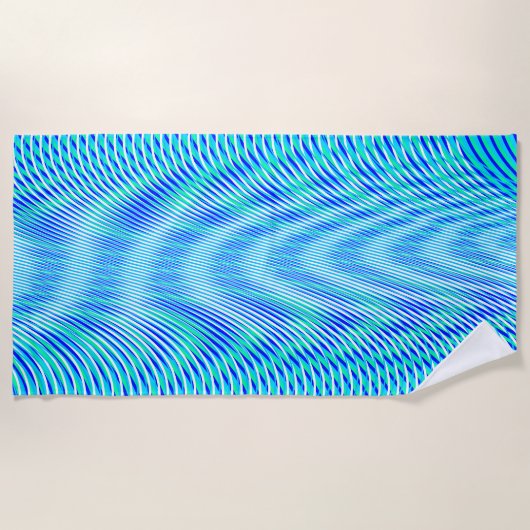 モダン抽象芸術水の夏サイケデリックトリップ（幻覚体験）のような ビーチタオル (正面)