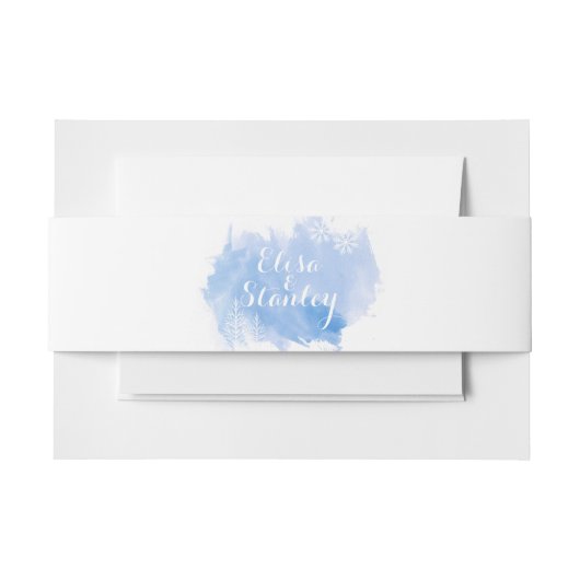 モダン抽象芸術水の色が青く跳ね結婚上がる 招待状ベリーバンド (正面例)