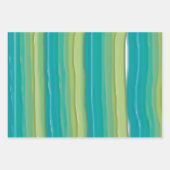 モダン抽象芸術水の色のストライプ ラッピングペーパーシート (正面3)