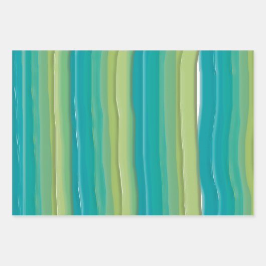 モダン抽象芸術水の色のストライプ ラッピングペーパーシート (正面3)