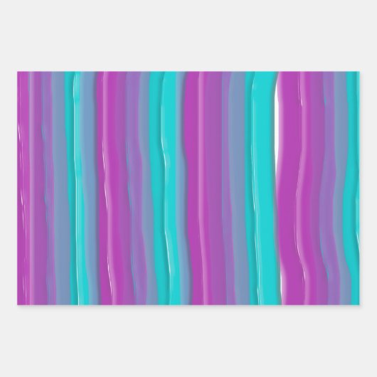 モダン抽象芸術水の色のストライプ ラッピングペーパーシート (正面2)