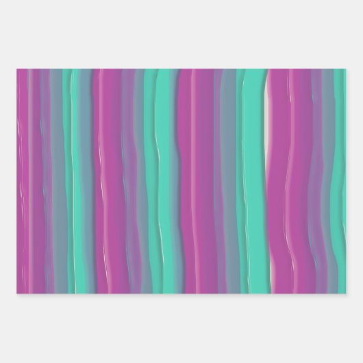 モダン抽象芸術水の色のストライプ ラッピングペーパーシート (正面)