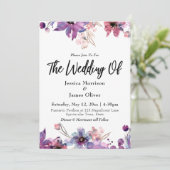 モダン抽象芸術水の色の結婚花模様 招待状 (スタンド正面)