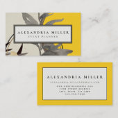 モダン抽象芸術水の色の葉 |黄色 名刺 (正面/裏面)