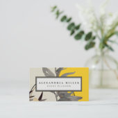 モダン抽象芸術水の色の葉 |黄色 名刺 (スタンド正面)