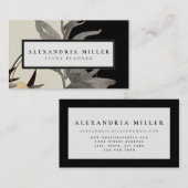 モダン抽象芸術水の色の葉 |黒 名刺 (正面/裏面)