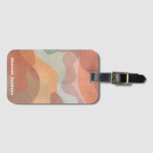 モダン抽象芸術水の色カラフル旅行イニシャル ラゲッジタグ (正面横)
