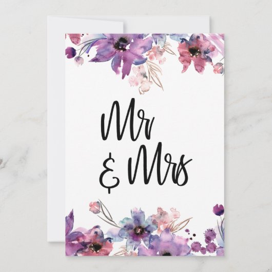 モダン抽象芸術水の色花模様駆け落ち 招待状 (裏面)