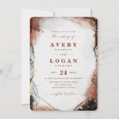 モダン抽象芸術水の色(紅葉結婚) 招待状 (正面)