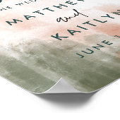 モダン抽象芸術水カラー秋の結婚式へようこそ ポスター (角)