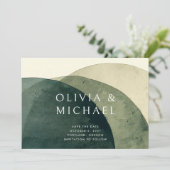 モダン抽象芸術水彩オリーブグリ結婚ーン セーブザデート (スタンド正面)