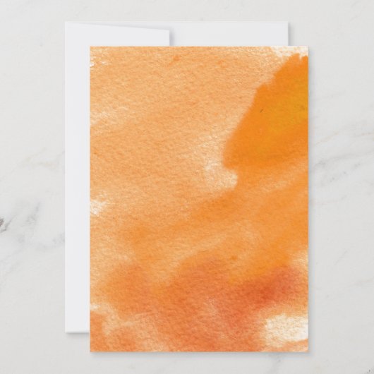 モダン抽象芸術水彩オレンジの誕生日パーティー 招待状 (裏面)
