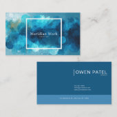 モダン抽象芸術水彩ティール（緑がかった色）とターコイズ 名刺 (正面/裏面)